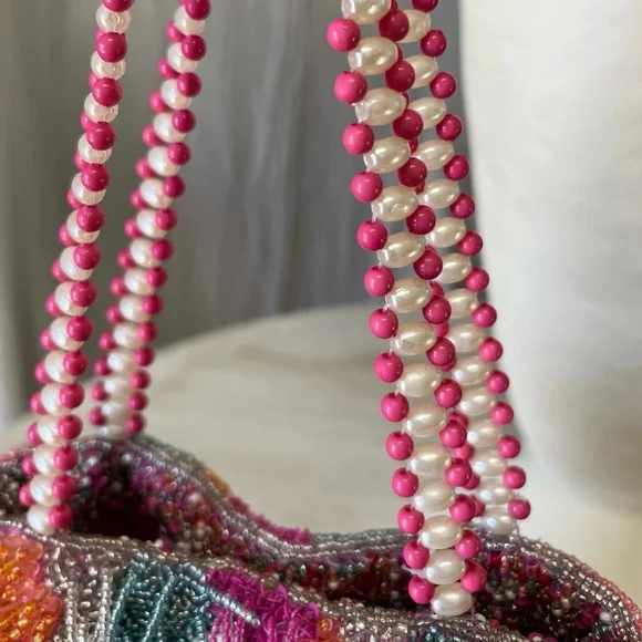 NWT! Handcrafted Colorful Beaded Shoulder Bag - Picture 3 of 6